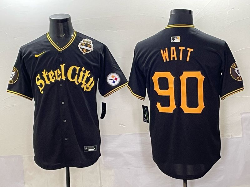 Men 2025 Nike Pittsburgh Steelers #90 Watt Black Limited NFL Jersey style 0066->pittsburgh steelers->NFL Jersey